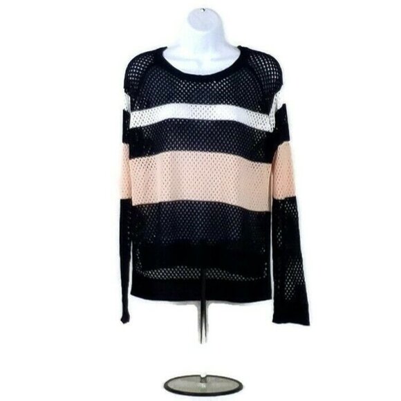 RD Style Stitch Fix Arsenal Tri Color Long Sleeve Fish Net Sweater Womens M 90's - Picture 11 of 11